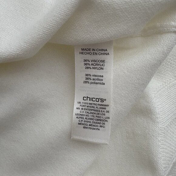 Chico’s Ivory Bell Sleeve Sweater (Sz 1 or US 8) Lightweight Scallop Rib Detail - Picture 6 of 7